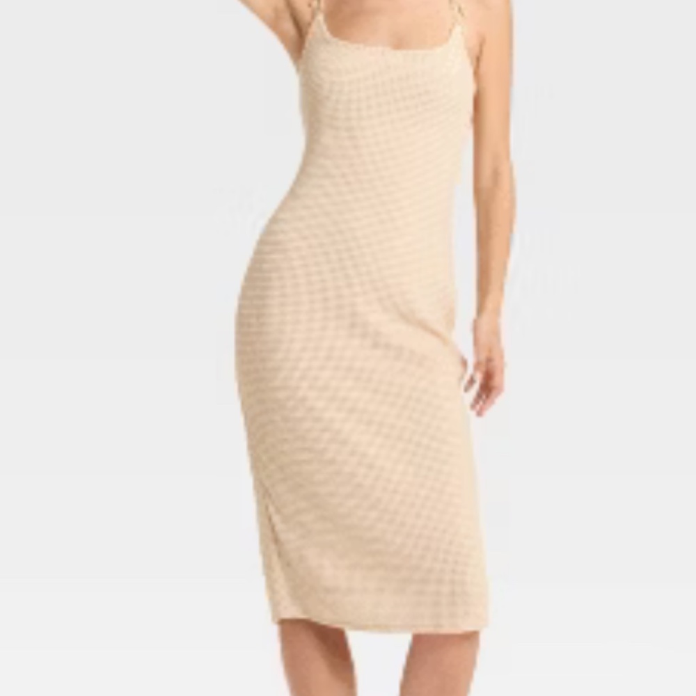 Wild Fable Midi Dress in cream with shell details on back